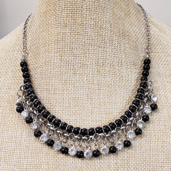 Source Unknown Jewelry - Vintage silver, multi bead, rhinestone jeweled dangle charms statement necklace